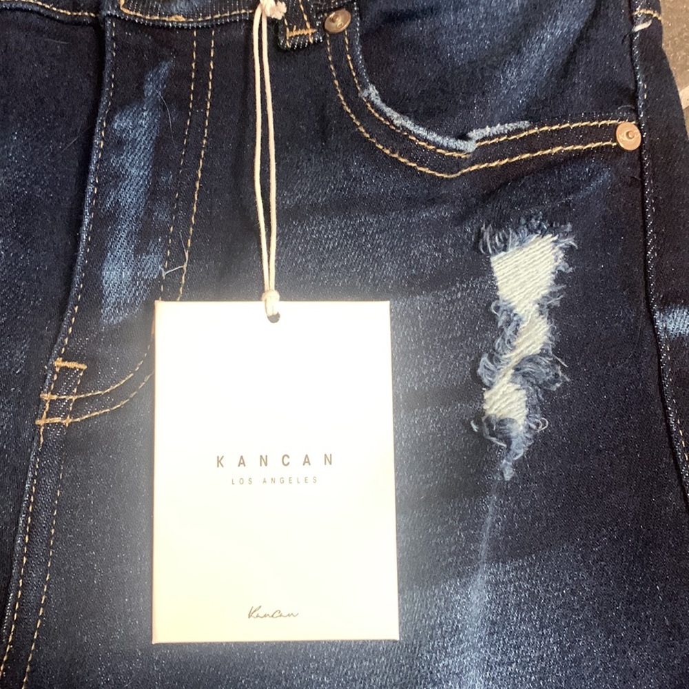 Dark Wash High-Rise Skinny Jeans - Blue - Picture 3 of 8